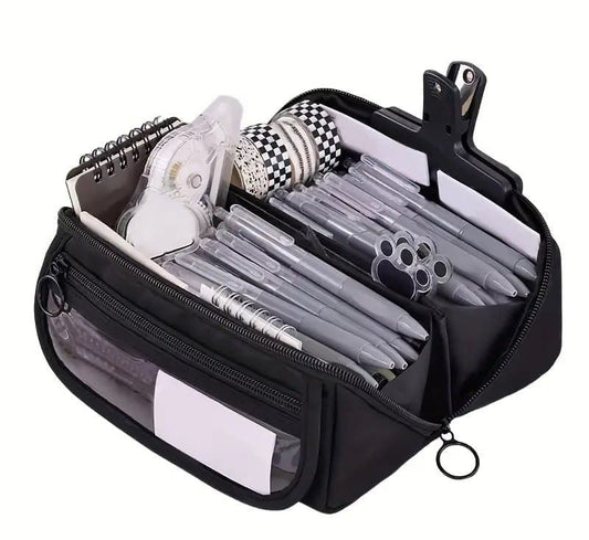 Waterproof Pencil Case with Zipper, Large Black Travel Pencil Box for Students & Office V1188-MS-325-1991