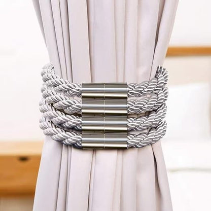 4-Pack Magnetic Curtain Tiebacks with Buckle No-Drill, Gray V1188-MS-325-1993