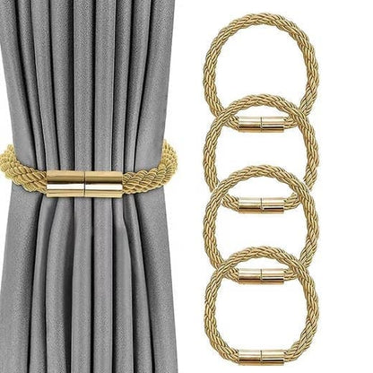 4-Pack Magnetic Curtain Tiebacks with Buckle No-Drill, Gold V1188-MS-325-1994