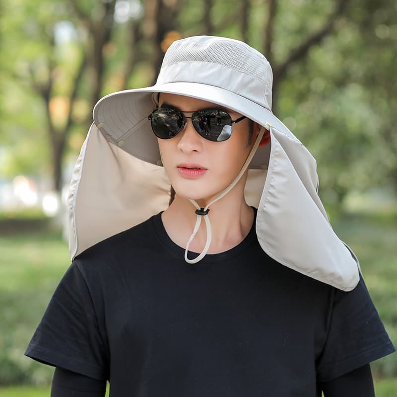 Foldable Sun Hat with Neck Protection UV Protection Fishing and Hiking Cap, Beige V1188-MS-325-1999