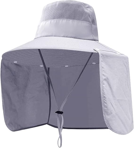 Foldable Sun Hat with Neck Protection UV Protection Fishing and Hiking Cap, Light Gray V1188-MS-325-2000