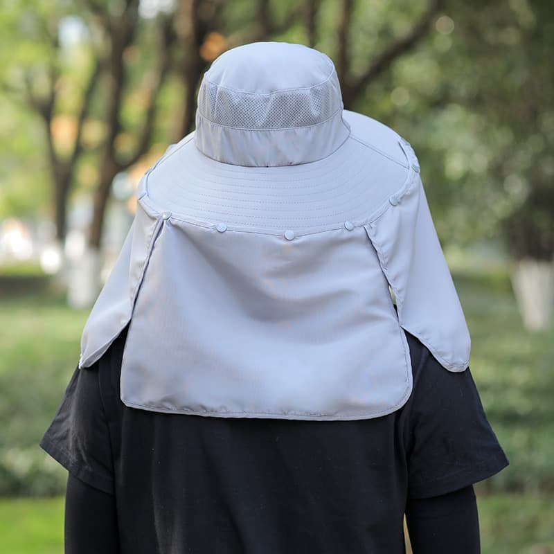 Foldable Sun Hat with Neck Protection UV Protection Fishing and Hiking Cap, Light Gray V1188-MS-325-2000