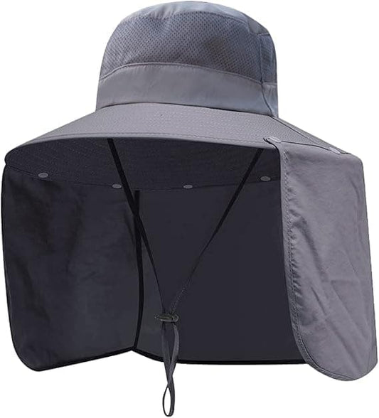 Foldable Sun Hat with Neck Protection UV Protection Fishing and Hiking Cap, Dark Gray V1188-MS-325-2001