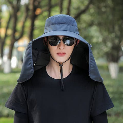 Foldable Sun Hat with Neck Protection UV Protection Fishing and Hiking Cap, Dark Gray V1188-MS-325-2001