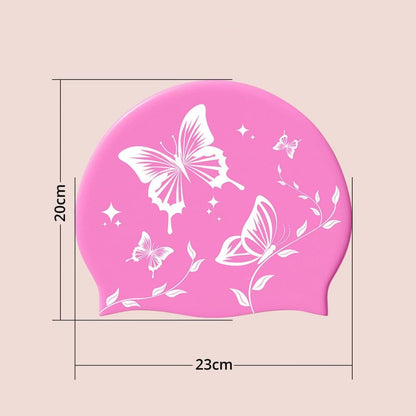 Waterproof Silicone Swimming Cap Non-Slip Elastic Comfortable for Adults, Pink, Compatible with Oral-B V1188-MS-325-2003