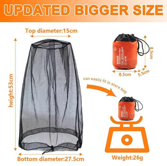 4 pcs Mosquito Net for Hat, Black, Waterproof Adjustable Ultra-fine with Storage Bag, for Fishing Hiking V1188-MS-325-2007