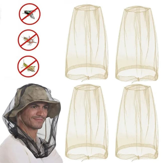 4 pcs Mosquito Net for Hat, Waterproof Adjustable Ultra-fine with Storage Bag, for Fishing Hiking Camping, V1188-MS-325-2008