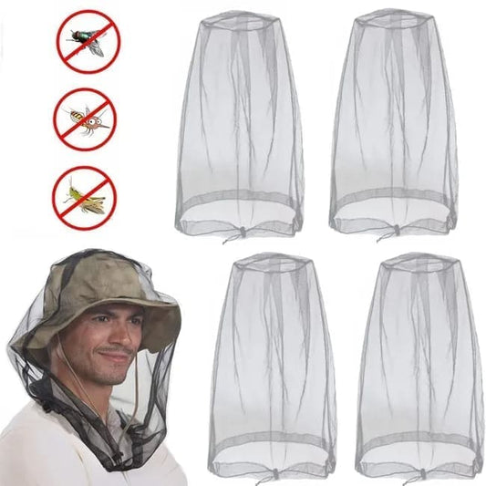 4 pcs Mosquito Net for Hat, Waterproof Adjustable Ultra-fine with Storage Bag, Gray, for Fishing Hiking V1188-MS-325-2009