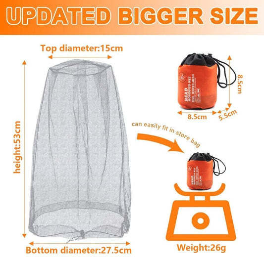 4 pcs Mosquito Net for Hat, Waterproof Adjustable Ultra-fine with Storage Bag, Gray, for Fishing Hiking V1188-MS-325-2009