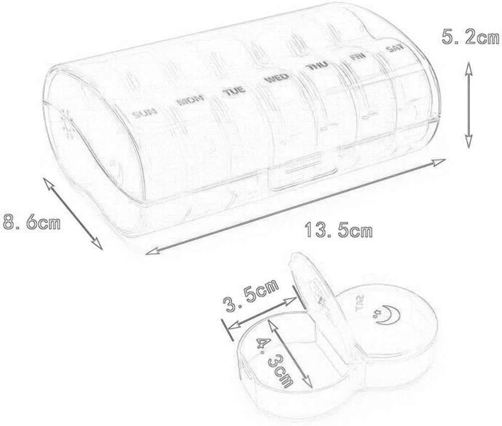 7-Day Round Medicine Dosett Storage with 7 Compartments, compatible with Oral-B, Black V1188-MS-325-2019