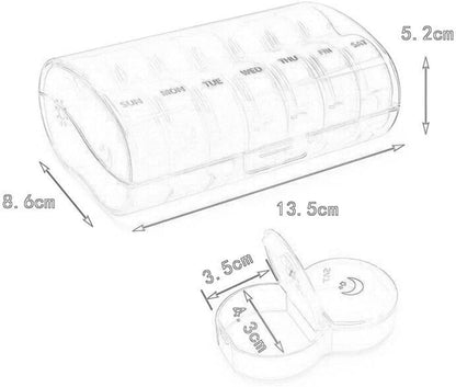 7-Day Round Medicine Dosett Storage with 7 Compartments, compatible with Oral-B, Black V1188-MS-325-2019