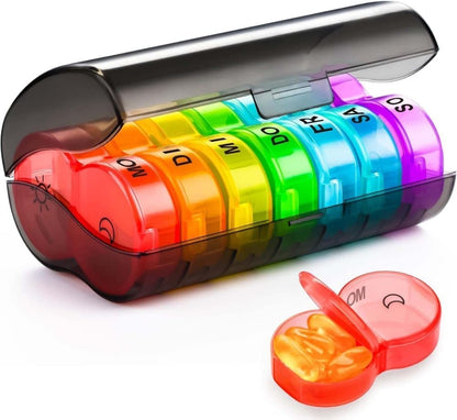 7-Day Round Medicine Dosett Pill Organizer, 1 Count, Gray, 7 compartments V1188-MS-325-2020