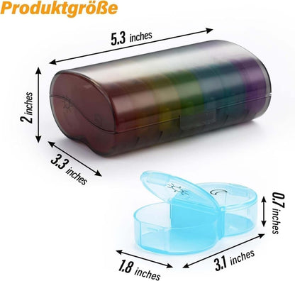 7-Day Round Medicine Dosett Pill Organizer, 1 Count, Gray, 7 compartments V1188-MS-325-2020