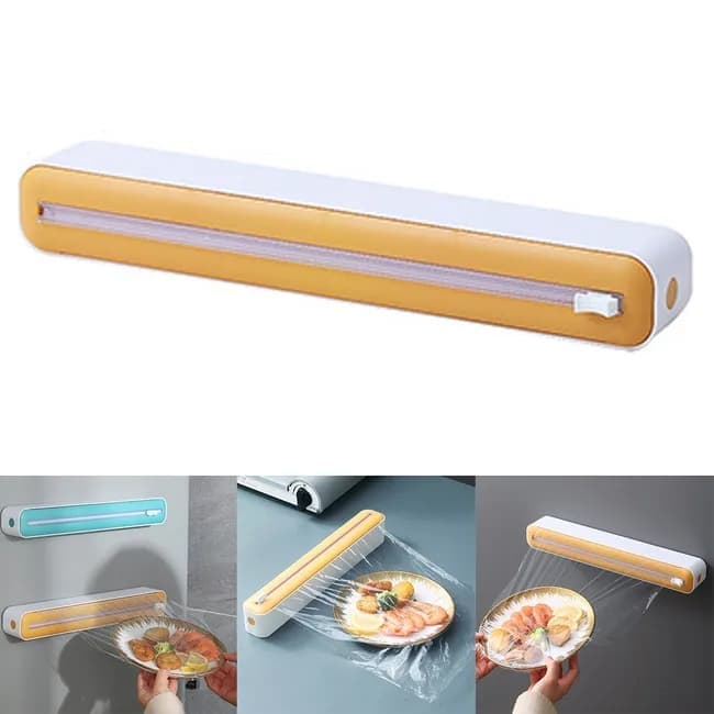 36 Pcs Aluminum Foil Cutter Holder, Yellow Plastic and Aluminum Foil Dispenser, 36x7x5cm V1188-MS-325-2021