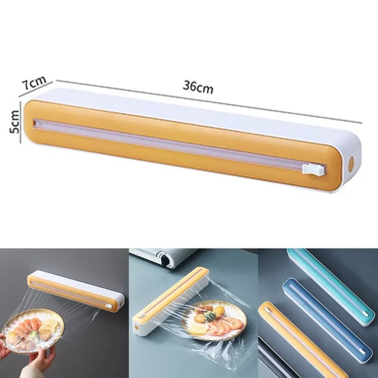 36 Pcs Aluminum Foil Cutter Holder, Yellow Plastic and Aluminum Foil Dispenser, 36x7x5cm V1188-MS-325-2021