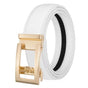 Unisex Leather Belt with Adjustable Buckle, 115/125 cm, White V1188-MS-325-2034