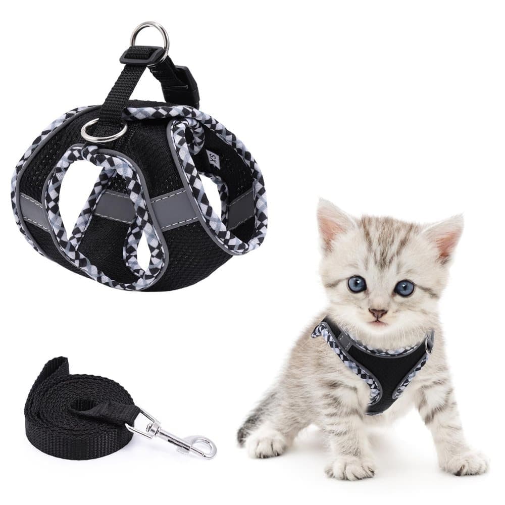 Adjustable Pet Harness with Reflector for Cat and Dog, Soft Comfortable Vest Design Anti-Escape Function with V1188-MS-325-2043