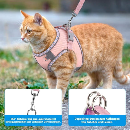 Adjustable Pet Harness with Reflector and Leash for Cat and Dog, Soft Comfortable Vest Design Anti-Escape, V1188-MS-325-2061