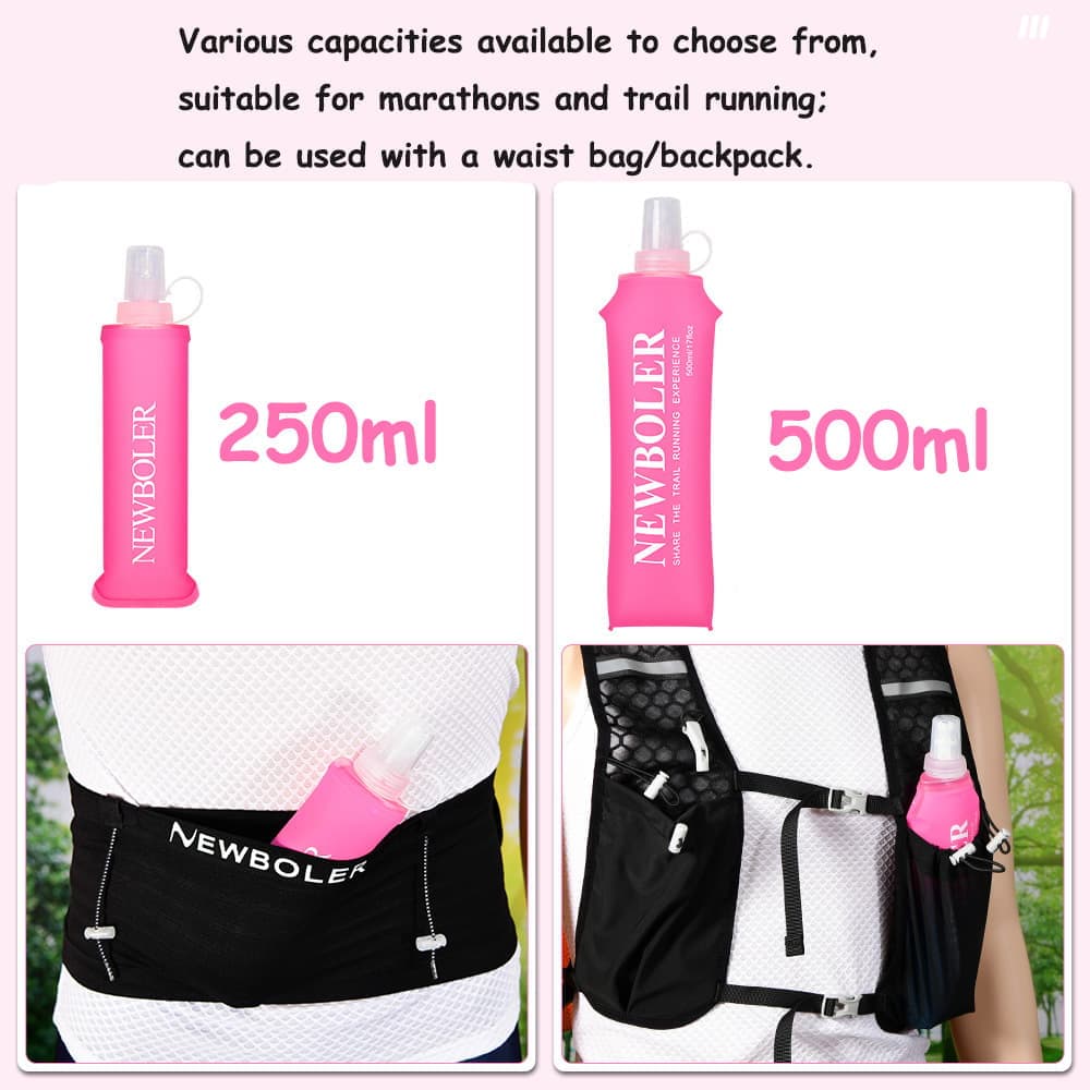 500ml Foldable Water Bottle BPA-Free Soft Bottle for Marathons Camping Hiking, 500ml, Purple V1188-MS-325-2067