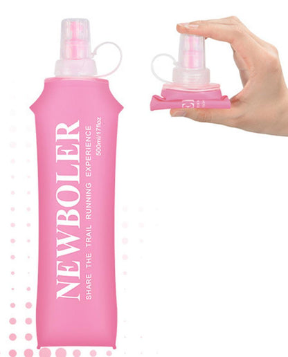 500ml Foldable Water Bottle BPA-Free Soft Bottle for Marathons Camping Hiking, 500ml, Pink V1188-MS-325-2068