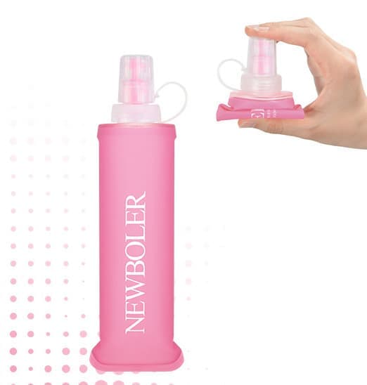 Foldable Water Bottle 250ml, BPA-Free Soft Bottle for Marathons Camping Hiking, Pink V1188-MS-325-2074