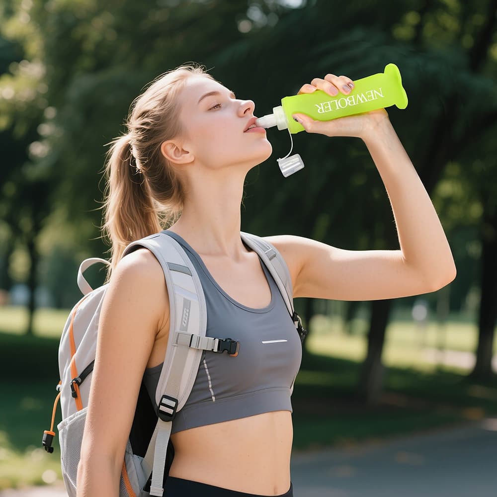 150ml Foldable Water Bottle, BPA-Free Soft Bottle for Marathons Camping Hiking, Green V1188-MS-325-2079