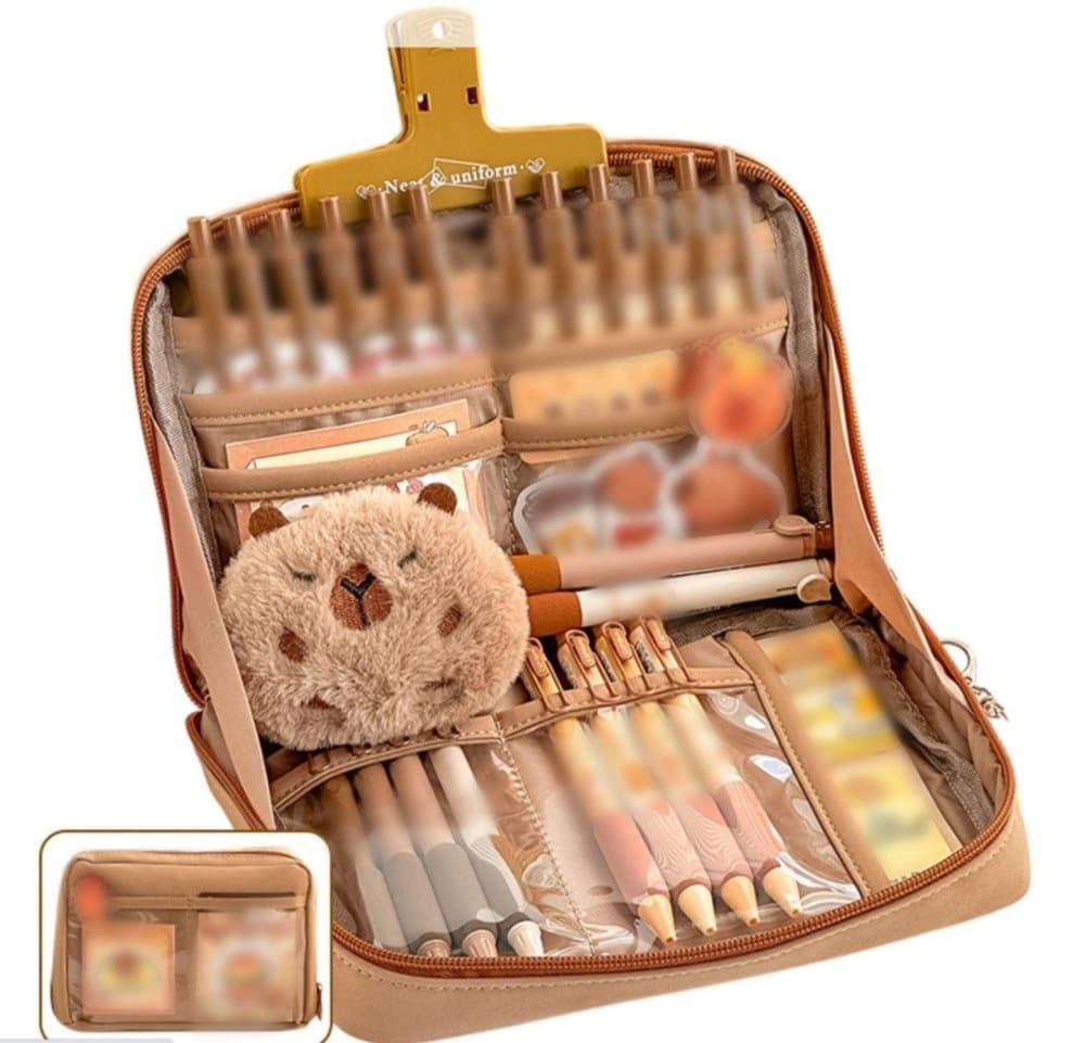 1 Pack Stylish Zipper Pencil Case Large Capacity Multifunctional Travel Pencil Box for School and Office, V1188-MS-325-2080