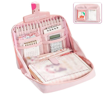 Large Capacity Pencil Case with Compartments and Zipper for School Office Travel, Pink V1188-MS-325-2081