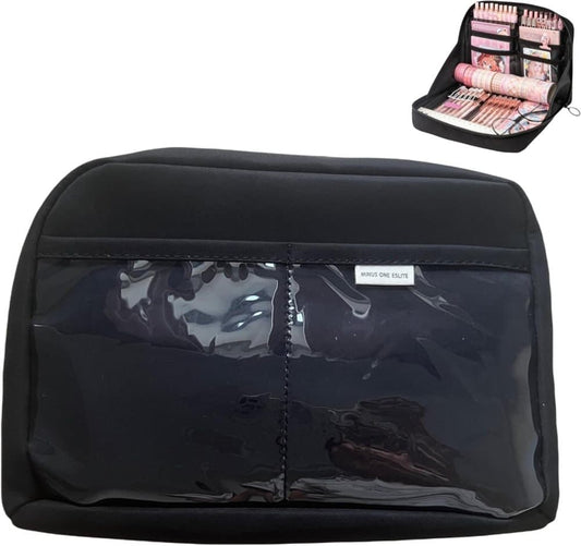 Black Large Capacity Pencil Case with Compartments and Zipper, Multifunctional Travel Pencil Box for School V1188-MS-325-2083