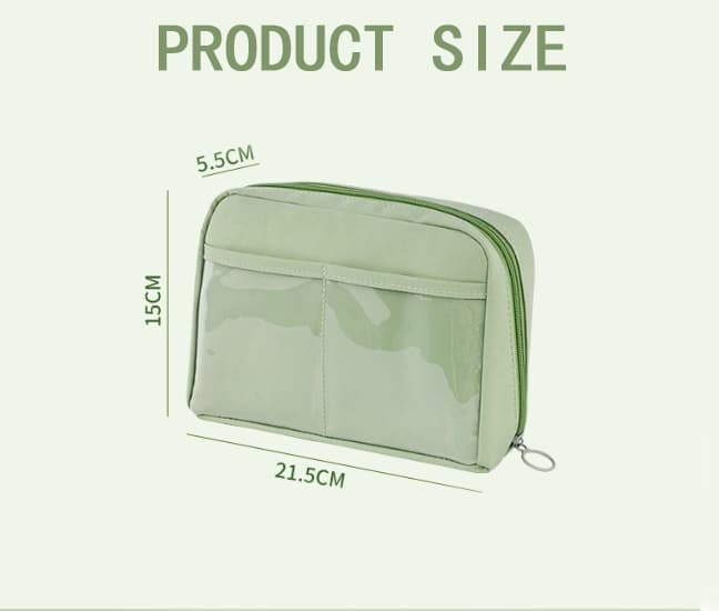 Green Large Capacity Pencil Case with Compartments and Zipper, Multifunctional Travel Pencil Box for School V1188-MS-325-2084
