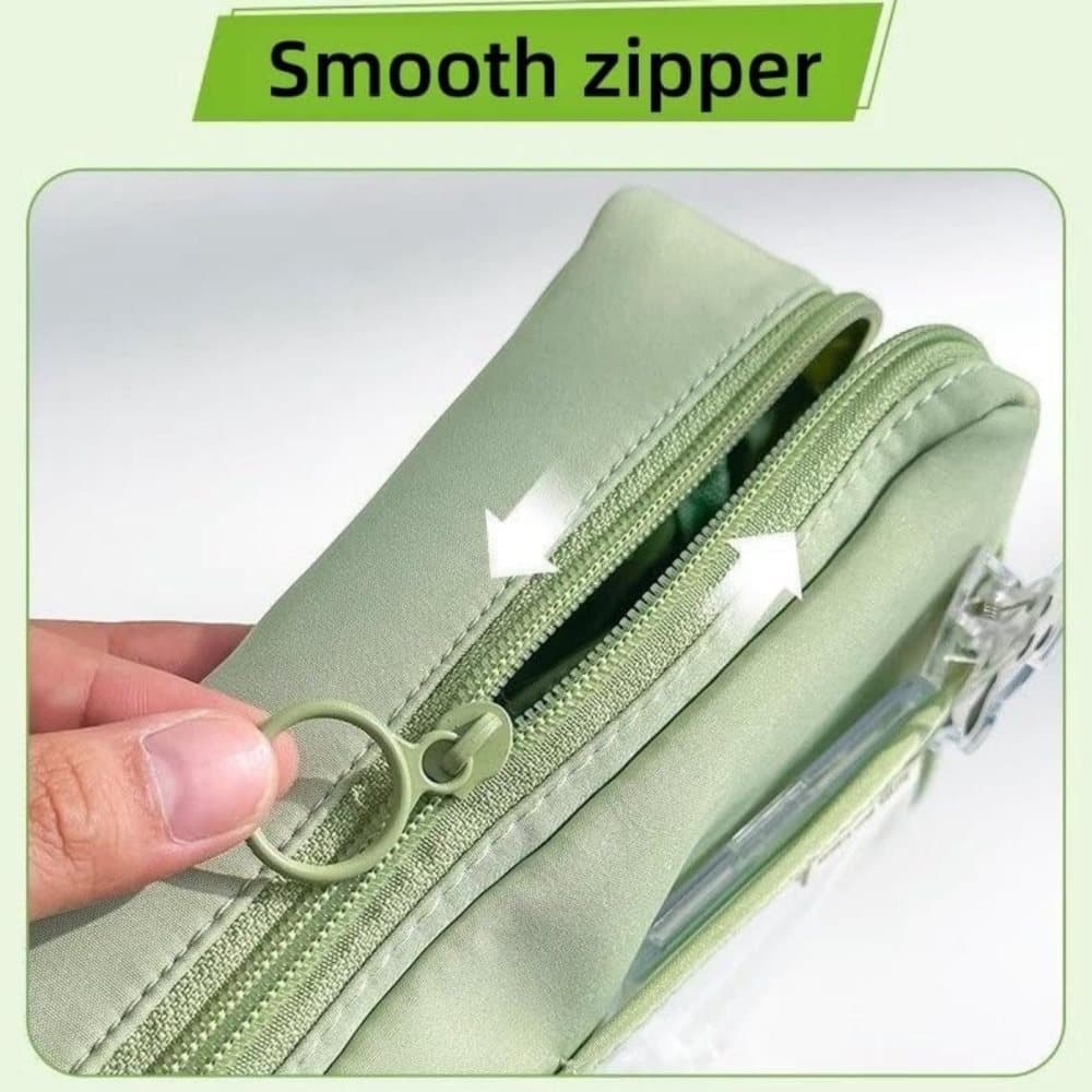 Green Large Capacity Pencil Case with Compartments and Zipper, Multifunctional Travel Pencil Box for School V1188-MS-325-2084