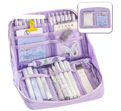 1 Pack Purple Large Capacity Stylish Pencil Case with Zipper for School and Office V1188-MS-325-2085
