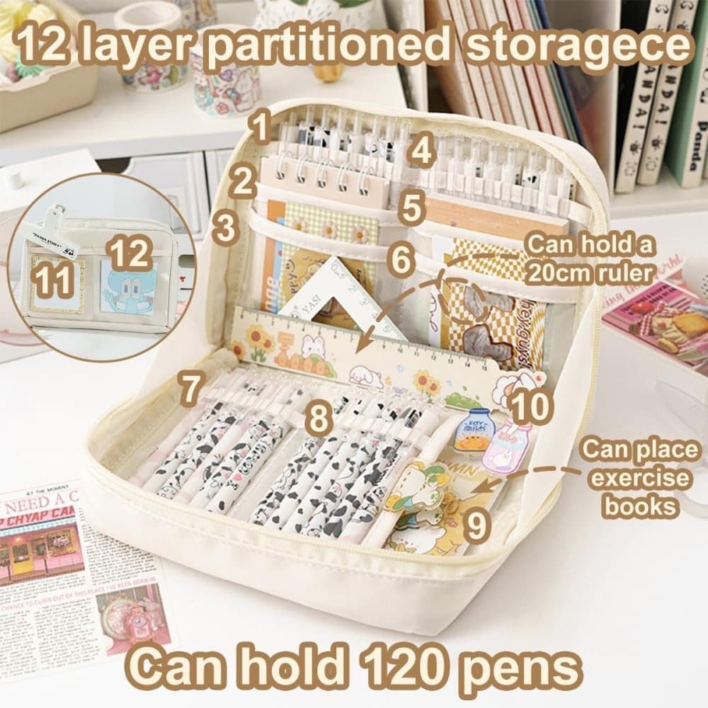 1 Pack Purple Large Capacity Stylish Pencil Case with Zipper for School and Office V1188-MS-325-2085