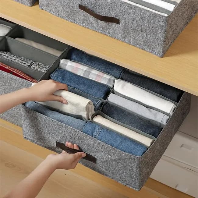 Collapsible Stackable Storage Box with Compartments and Reinforced Handles for Clothes Toys V1188-MS-325-2093