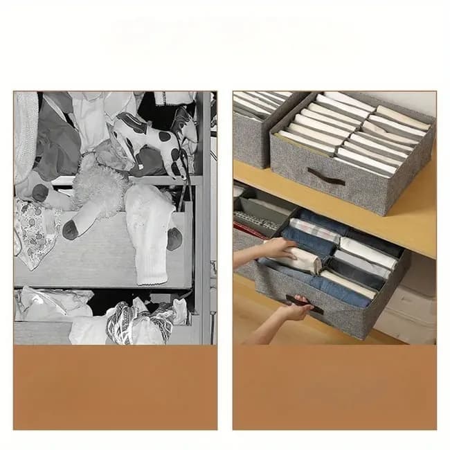 Collapsible Stackable Storage Box with Compartments and Reinforced Handles for Clothes Toys V1188-MS-325-2093