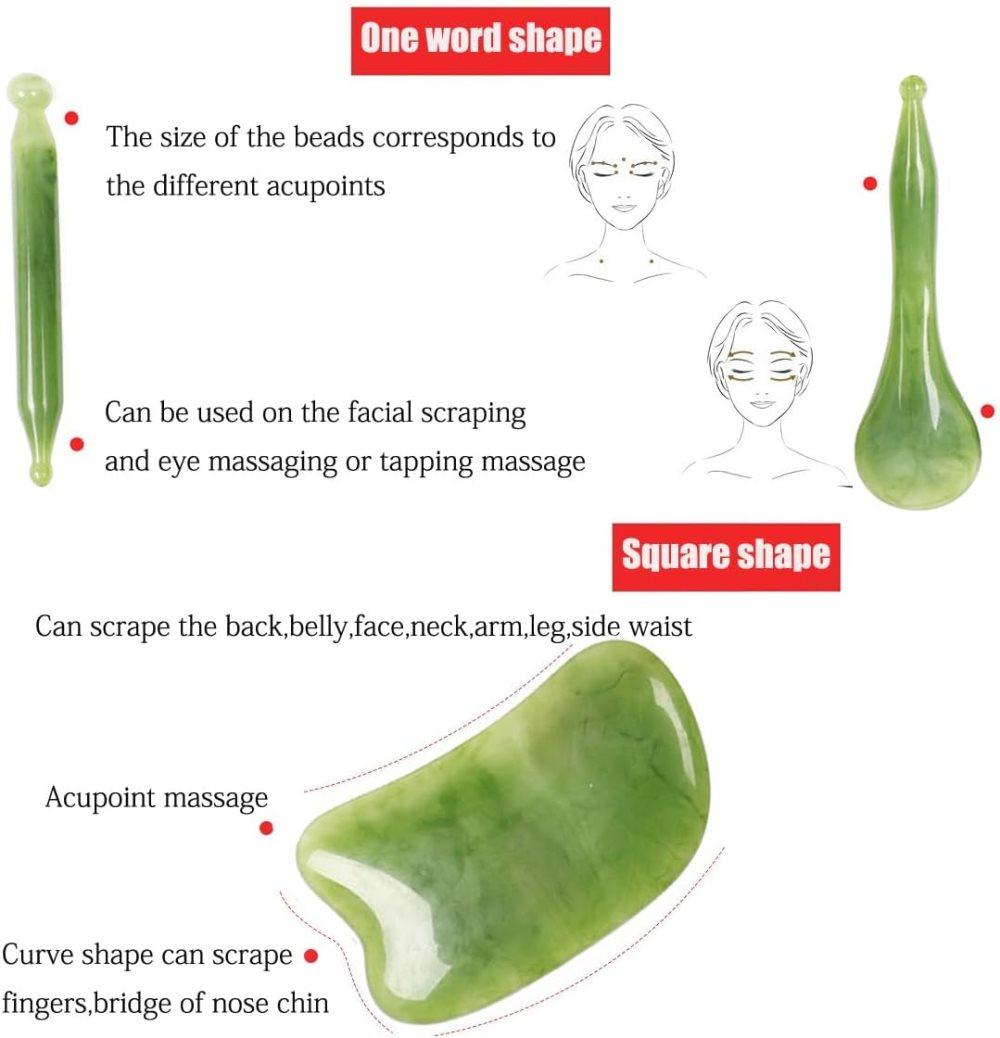 7-piece Gua Sha Set, Resin Facial and Body Massage Tool for Face Legs Back, Green V1188-MS-325-2094