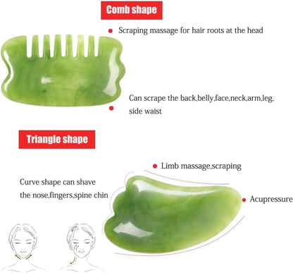 7-piece Gua Sha Set, Resin Facial and Body Massage Tool for Face Legs Back, Green V1188-MS-325-2094