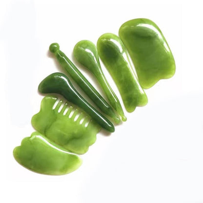 7-piece Gua Sha Set, Resin Facial and Body Massage Tool for Face Legs Back, Green V1188-MS-325-2094