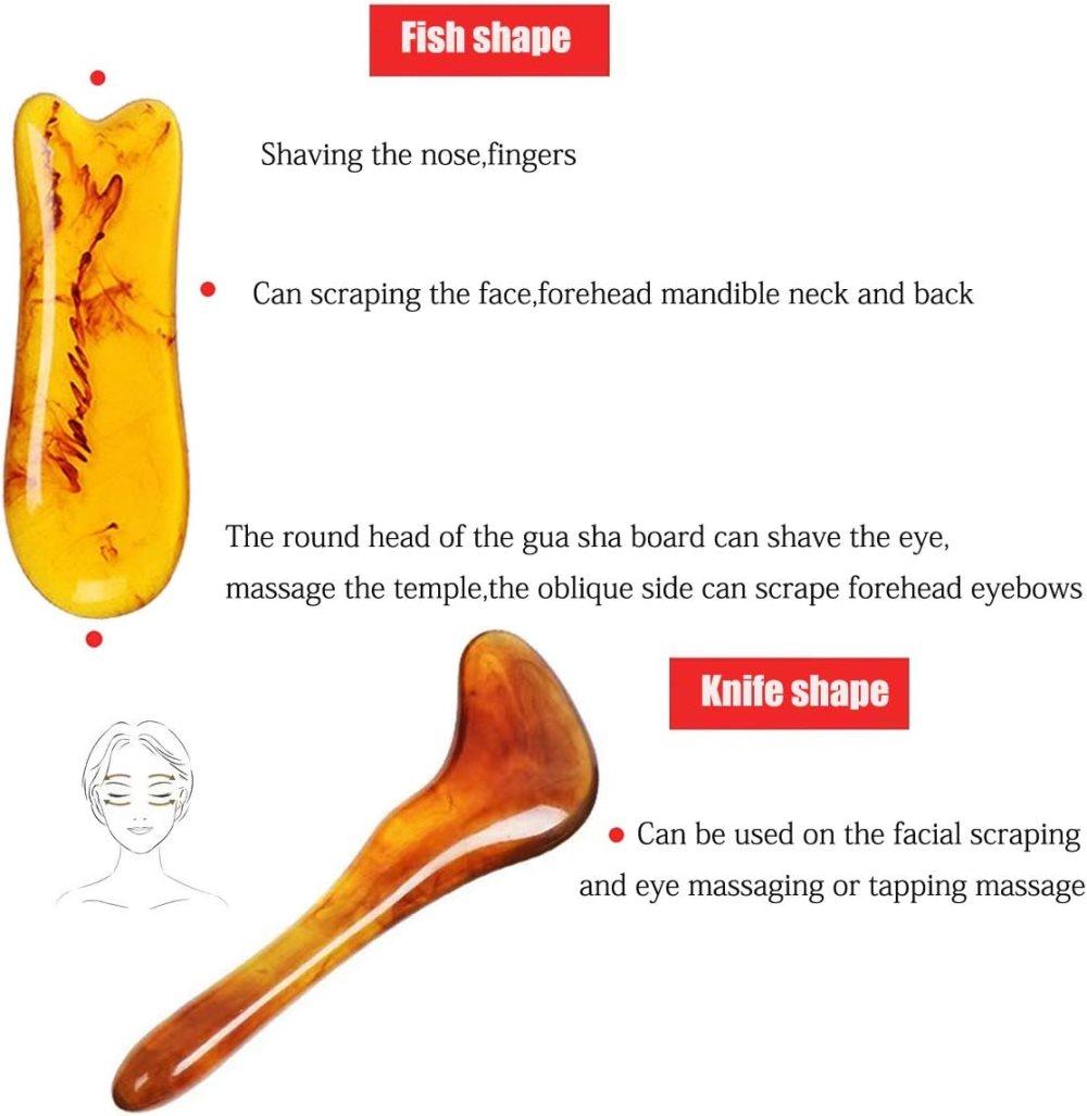 7-piece Gua Sha Set, Resin Facial and Body Massage Tool for Face Legs Back, Gold V1188-MS-325-2095