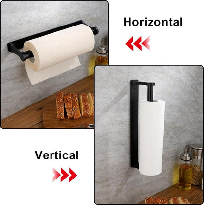 Aluminum Self-Adhesive Paper Towel Holder, No Drilling Required, Black, 32.5x9.8cm V1188-MS-325-2099