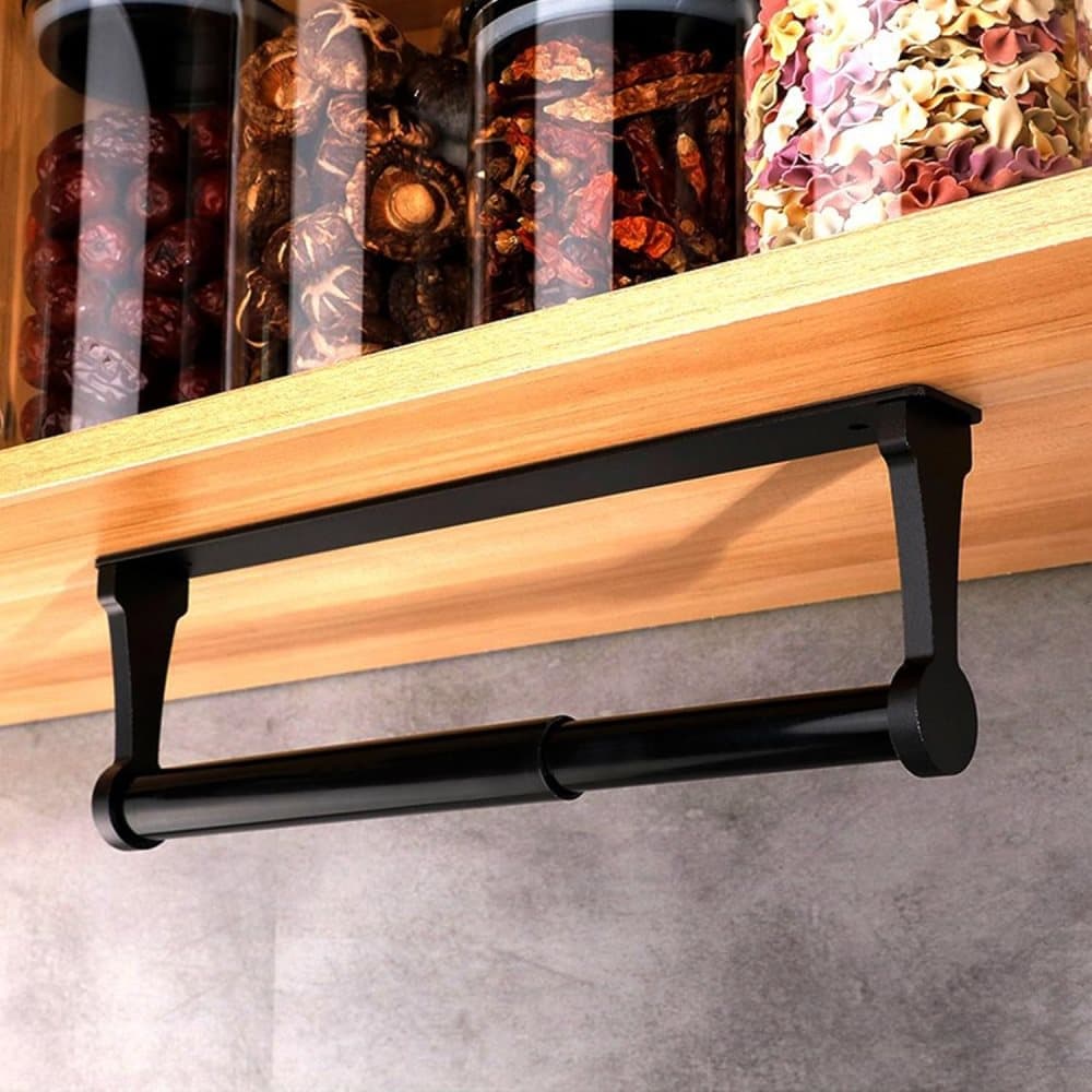 Aluminum Self-Adhesive Paper Towel Holder, No Drilling Required, Black, 32.5x9.8cm V1188-MS-325-2099