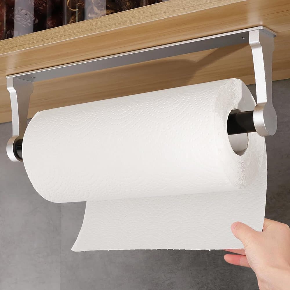 Aluminum Self-Adhesive Paper Towel Holder, No Drilling Required, Silver, 32.5x9.8cm V1188-MS-325-2100