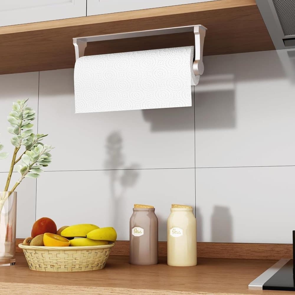 Aluminum Self-Adhesive Paper Towel Holder, No Drilling Required, Silver, 32.5x9.8cm V1188-MS-325-2100