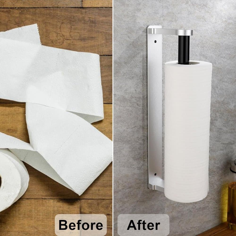 Aluminum Self-Adhesive Paper Towel Holder, No Drilling Required, Silver, 32.5x9.8cm V1188-MS-325-2100
