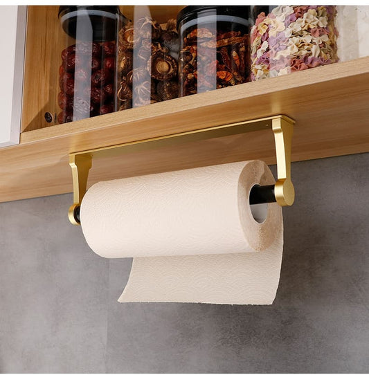 Self-Adhesive Paper Towel Holder for Kitchen & Bathroom, 32.5x9.8cm, No Drilling Required, Gold V1188-MS-325-2101