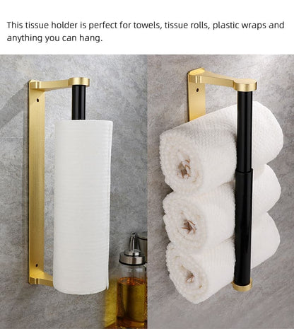 Self-Adhesive Paper Towel Holder for Kitchen & Bathroom, 32.5x9.8cm, No Drilling Required, Gold V1188-MS-325-2101