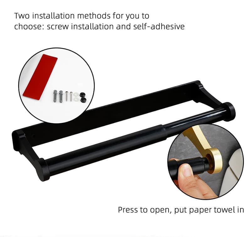 Self-Adhesive Paper Towel Holder for Kitchen & Bathroom, 32.5x9.8cm, No Drilling Required, Gold V1188-MS-325-2101