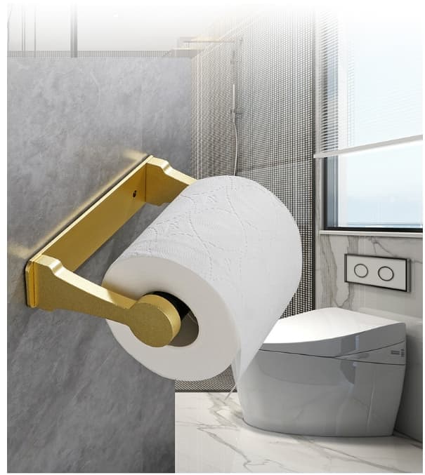 Aluminum Self-Adhesive Paper Towel Holder for Kitchen and Bathroom, 16x9.8cm, No Drilling Required, Gold V1188-MS-325-2102
