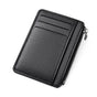 6 Card Slots Zipper Card Holder Wallet, Thin and Durable, Water Repellent and Scratch Resistant, Black V1188-MS-325-2105
