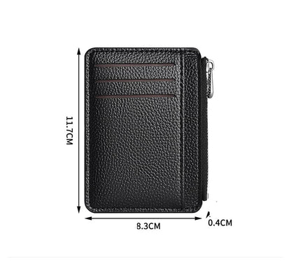 6 Card Slots Zipper Card Holder Wallet, Thin and Durable, Water Repellent and Scratch Resistant, Black V1188-MS-325-2105